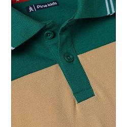 Pine Kids Knit with Half Sleeves Polo T-Shirt Tree Embroidery in Offwhite