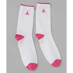 Pine Kids Cotton Knit Mid Calf Length Stripes Socks With Heart Design Pack Of 3 -Pink & White