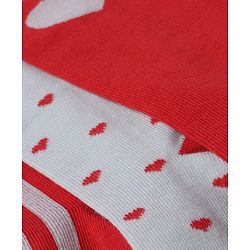 Pine Kids Cotton Knit Mid Calf Length Striped Socks With Heart Design Pack Of 3 -Red