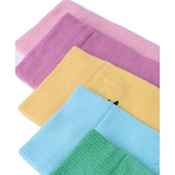 Pine Kids Cotton Knit Mid Calf Length Solid Socks Pack Of 5 - Blue Green Yellow Purple & Plum
