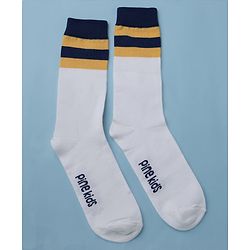 Pine Kids Cotton Mix Knit Below Knee Length Striped Socks Pack of 3 - White