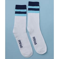 Pine Kids Cotton Mix Knit Below Knee Length Striped Socks Pack of 3 - White
