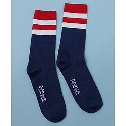 Pine Kids Cotton Mix Knit Below Knee Length Striped Socks Pack of 3 - White