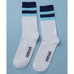 Pine Kids Cotton Mix Knit Below Knee Length Striped Socks Pack of 3 - White