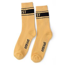 Pine Kids Cotton Knit Mid Calf Length Socks With Pine Kids Text Design Pack Of 3 -Blue Green & Mustard