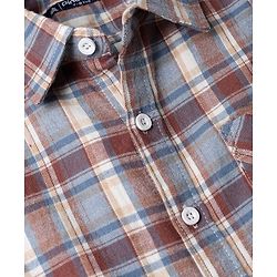 Pine Kids 100% Cotton Woven Full Sleeves Tartan Checkered Shirt - Beige