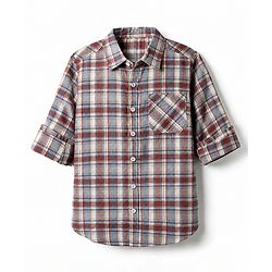 Pine Kids 100% Cotton Woven Full Sleeves Tartan Checkered Shirt - Beige