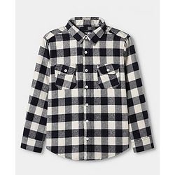 Pine Kids 100% Cotton Woven Full Sleeves Checked Shirt - Black