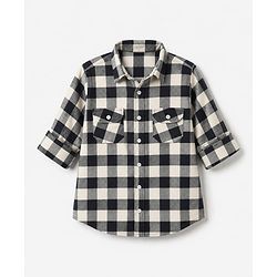 Pine Kids 100% Cotton Woven Full Sleeves Checked Shirt - Black