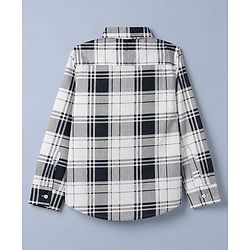 Pine Kids 100% Cotton Woven Full Sleeves Tartan Plaid Checks Shirt With Text Printed Tank Tee - White