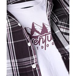 Pine Kids 100% Cotton Woven Full Sleeves Checks Shirt and Tank Top in Black