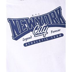 Pine Kids 100% Cotton Woven Shirt and Tank Top Set with Full Sleeves and N.Y. City Athletics Print in Blue for 4-5 Years