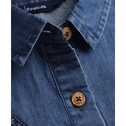 Pine Kids Cotton Blend Denim Top with Full Sleeves - Navy Blue