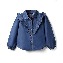 Pine Kids Cotton Blend Denim Top with Full Sleeves - Navy Blue
