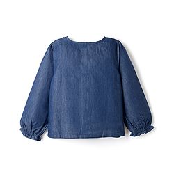 Pine Kids Cotton Mix Woven Denim Top with Full Sleeves in Navy Blue