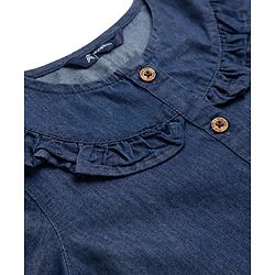 Pine Kids Cotton Mix Woven Denim Top with Full Sleeves in Navy Blue