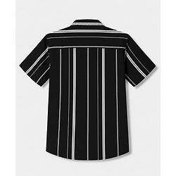 Pine Kids 100% Cotton Woven Striped Shirt with Half Sleeves - Black