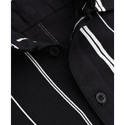 Pine Kids 100% Cotton Woven Striped Shirt with Half Sleeves - Black