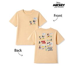 Pine Kids Disney 100% Cotton Single Jersey Knit Half Sleeves T-Shirt with Front and Back Mickey Mouse Graphic - Beige