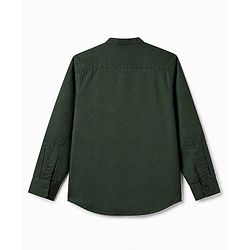 Pine Kids 100% Cotton Woven Solid Shirt with Full Sleeves in Olive Green