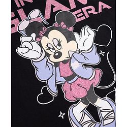 Pine Kids Disney 100% Cotton Knit Single Jersey T-Shirt with Half Sleeves and Minnie Mouse Print - Black