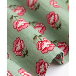Pine Kids 100% Cotton Woven Full Sleeves Kurta Pyjama Set with Full Length and Floral Print in Mint