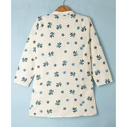 Pine Kids 100% Cotton Woven Full Sleeves Kurta and Pyjama with Full Length and Floral Print in White for 4-5 Years
