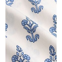 Pine Kids 100% Cotton Woven Full Sleeves Kurta Pyjama Set with Floral Print in Light/Sky Blue for 4-5 Years
