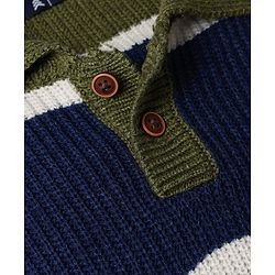 Pine Kids Knit Pullovers with Full Sleeves and Striped Design in Green