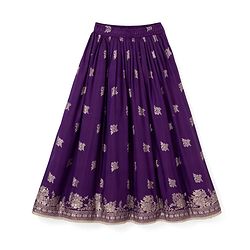 Pine Kids Woven Half Sleeves Lehenga Choli with Dupatta and Floral Damask Print in Pink