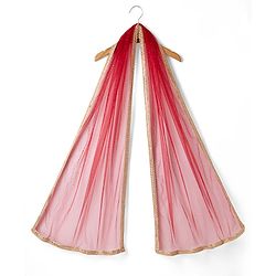 Pine Kids Woven Lehenga Choli and Dupatta with Sleeveless, Full Length and Floral Print in Red