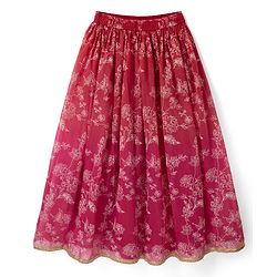 Pine Kids Woven Lehenga Choli and Dupatta with Sleeveless, Full Length and Floral Print in Red