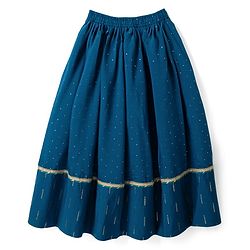 Pine Kids Woven Lehenga Choli with Dupatta Full Sleeves and Chevron Foil Print in Teal Blue