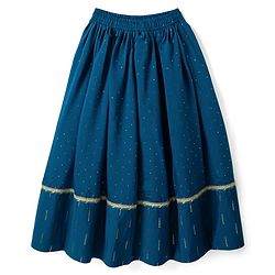 Pine Kids Woven Lehenga Choli with Dupatta Full Sleeves and Chevron Foil Print in Teal Blue