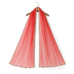 Pine Kids Woven Lehenga Choli & Dupatta with Half Sleeves and Floral Print in Orange