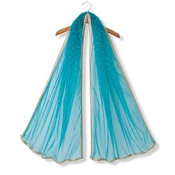 Pine Kids Woven Half Sleeves Choli and Lehenga with Dupatta and Floral Embroidery with Sequins - Sea Green