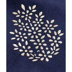 Pine Kids Woven Sleeveless Printed Choli & Lehenga Set With Jacket - Navy Blue