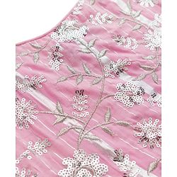 Pine Kids Woven Singlet Choli and Lehenga with Dupatta and Floral Embroidery with Sequins - Pink