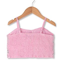 Pine Kids Woven Singlet Choli and Lehenga with Dupatta and Floral Embroidery with Sequins - Pink