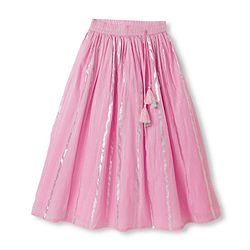 Pine Kids Woven Singlet Choli and Lehenga with Dupatta and Floral Embroidery with Sequins - Pink