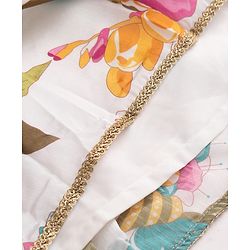Pine Kids Woven Full Sleeves Choli Lehenga & Dupatta with Full Length and Floral Print in Pink