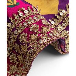 Pine Kids Woven Full Sleeves Choli and Lehenga with Dupatta and Floral Print and Sequins - Yellow