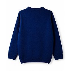 Pine Kids Knit Pullover with Full Sleeves and Cable Knit - Blue