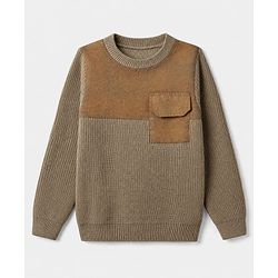 Pine Kids Solid Pullover with Full Sleeves in Beige