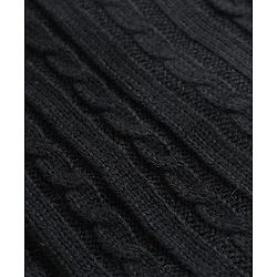 Pine Kids Knit Full Sleeves Front Open Sweater with Cable Knit Design - Black