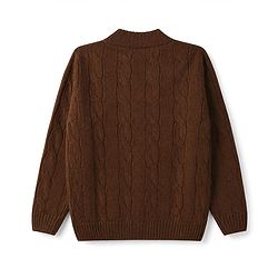 Pine Kids Knit Full Sleeves Front Open Sweater with Cable Knit Design - Brown