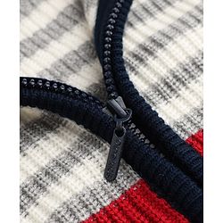Pine Kids Knit Front Open Sweater with Full Sleeves and Striped Design - Red