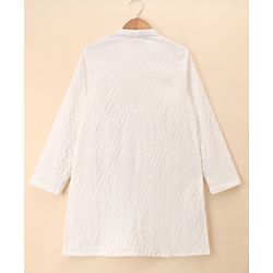Pine Kids Woven Full Sleeves Embroidered Kurta & Pyjama Set - White