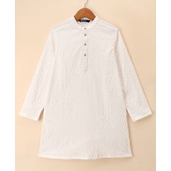 Pine Kids Woven Full Sleeves Embroidered Kurta & Pyjama Set - White