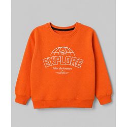 Pine Kids Cotton Mixes Knit Sweatshirts with Full Sleeves and Rivera Explore & Please Wait Print Pack of 3 - Navy Blue Orange White